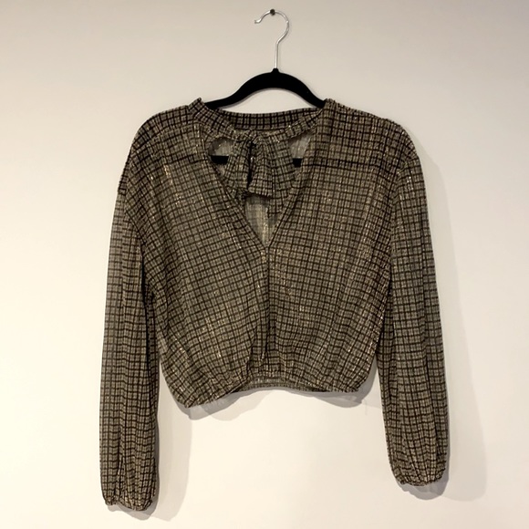 Zara Metallic Sheer Crop Top - Picture 2 of 3